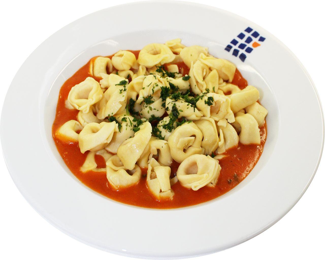 Gefüllte Tortelloni mit Ricotta und Spinat dazu Tomatensauce