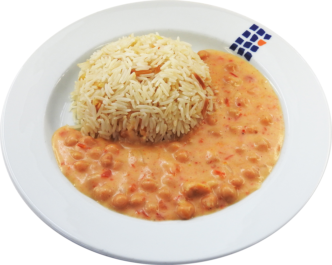 Kichererbsen-Kokos-Korma dazu Mandelreis