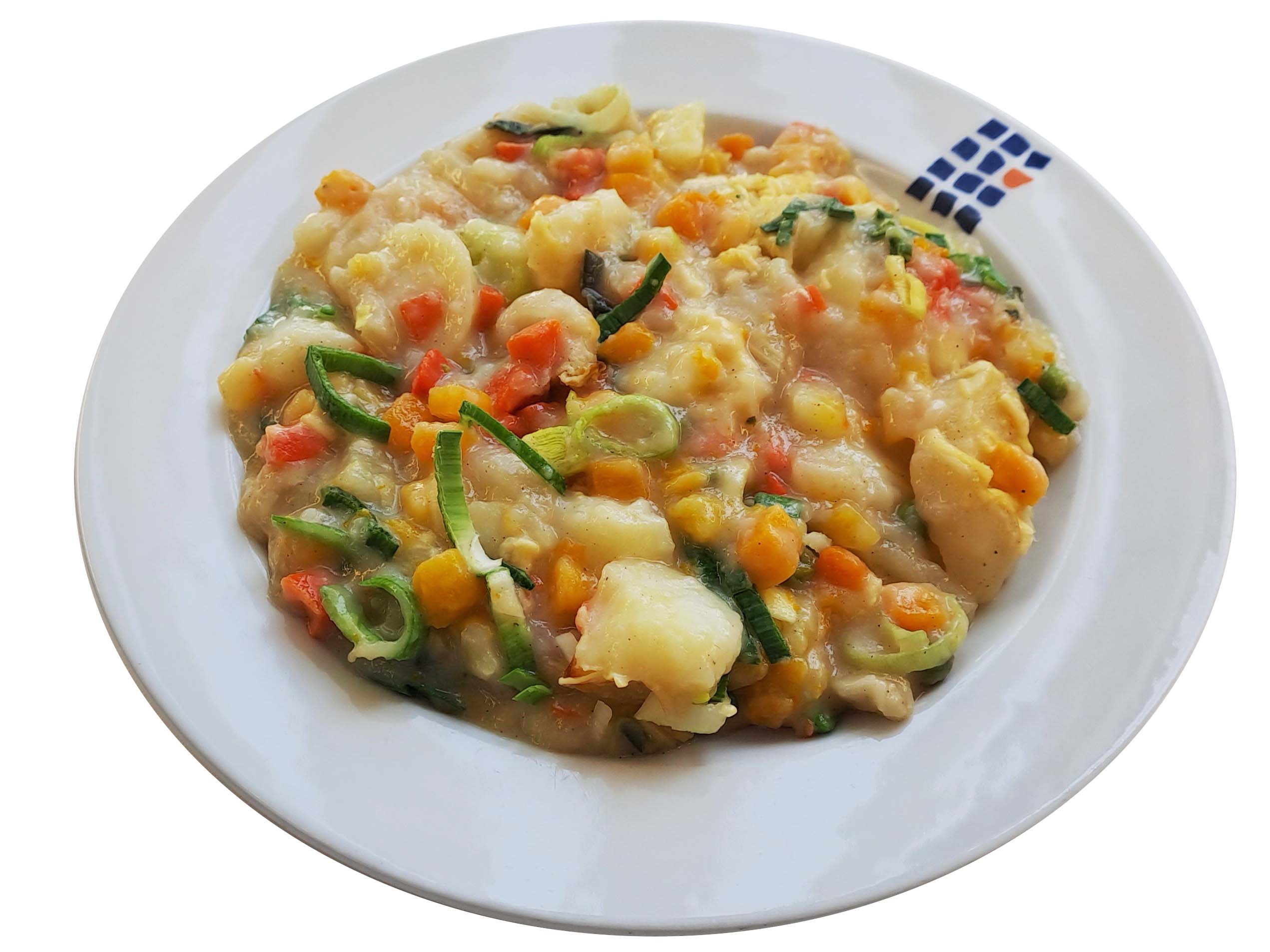 Kürbis-Kartoffel-Gratin, überbacken mit Reibeschmelz