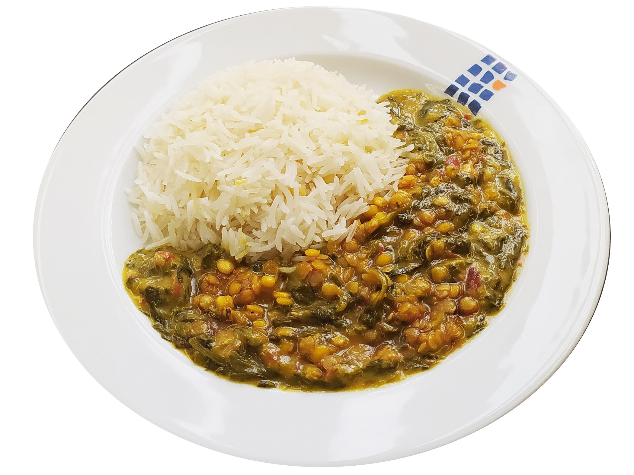 Indisches Dal mit Spinat und Süßkartoffeln dazu Basmatireis