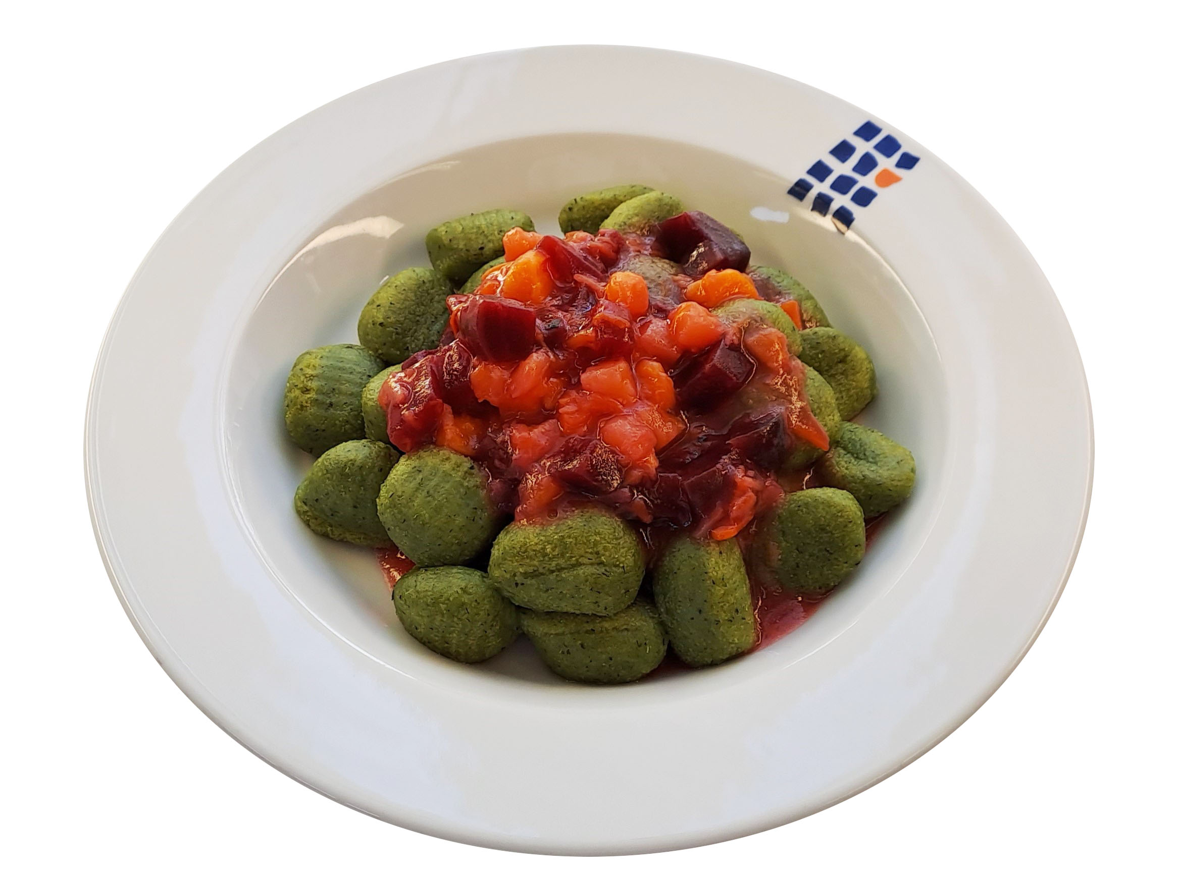 Spinat-Basilikum-Gnocchi mit Kürbis-rote-Beete-Sauce