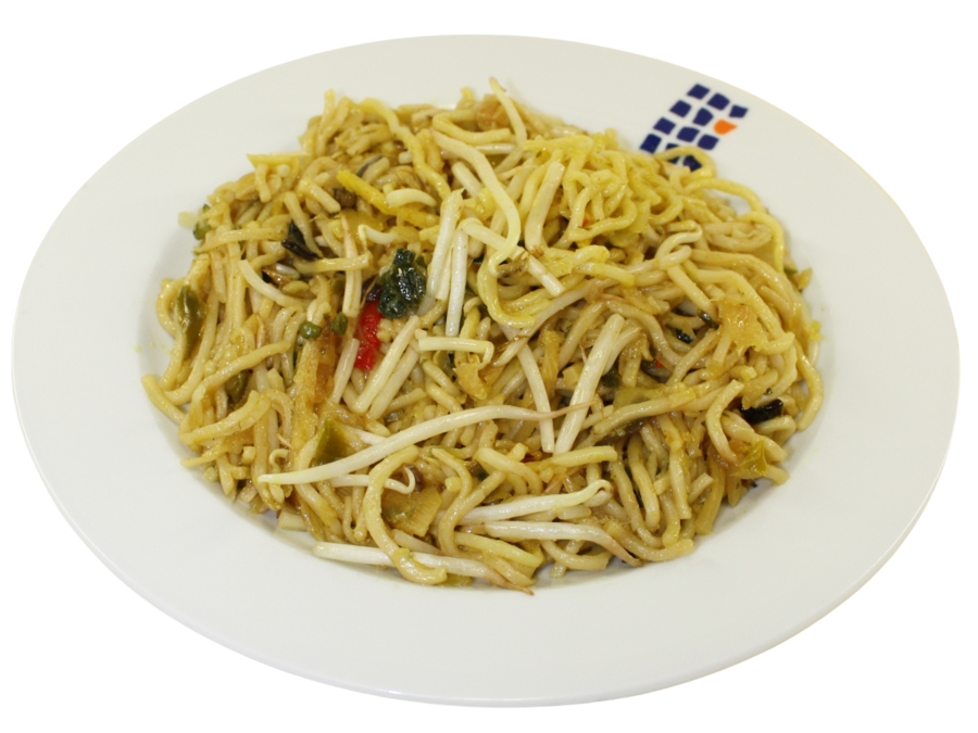 Chinesische Bratnudelpfanne mit buntem Gemüse